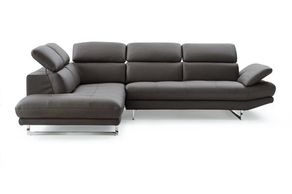 Dark Gray Genuine Leather L Shaped Two Piece Sofa and Chaise Sectional Homeroots
