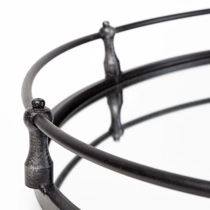 24" Silver Round Metal Indoor Outdoor Tray With Handles-5