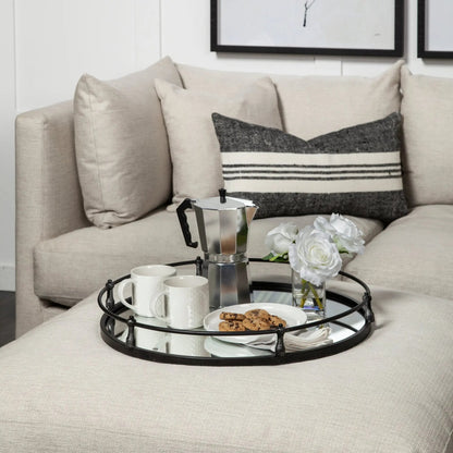 24" Silver Round Metal Indoor Outdoor Tray With Handles-7