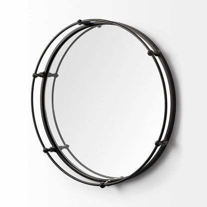 24" Silver Round Metal Indoor Outdoor Tray With Handles-3