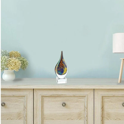 13" Blue and Yellow Murano Glass Modern Abstract Tabletop Sculpture-5