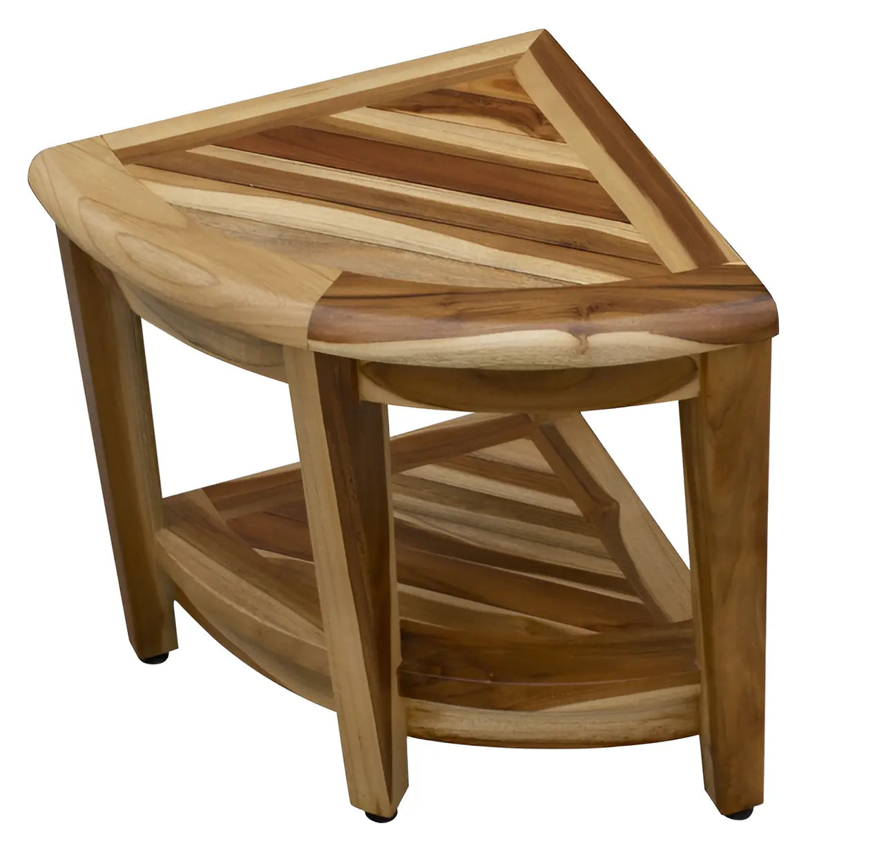 22" Natural Teak Corner Shower Bench With Shelf Homeroots