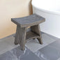 18" Gray Solid Wood Rectangular Shower Bench With Shelf Homeroots