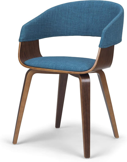 Blue Linen Bentwood Mid-Century Modern Dining Chair-1