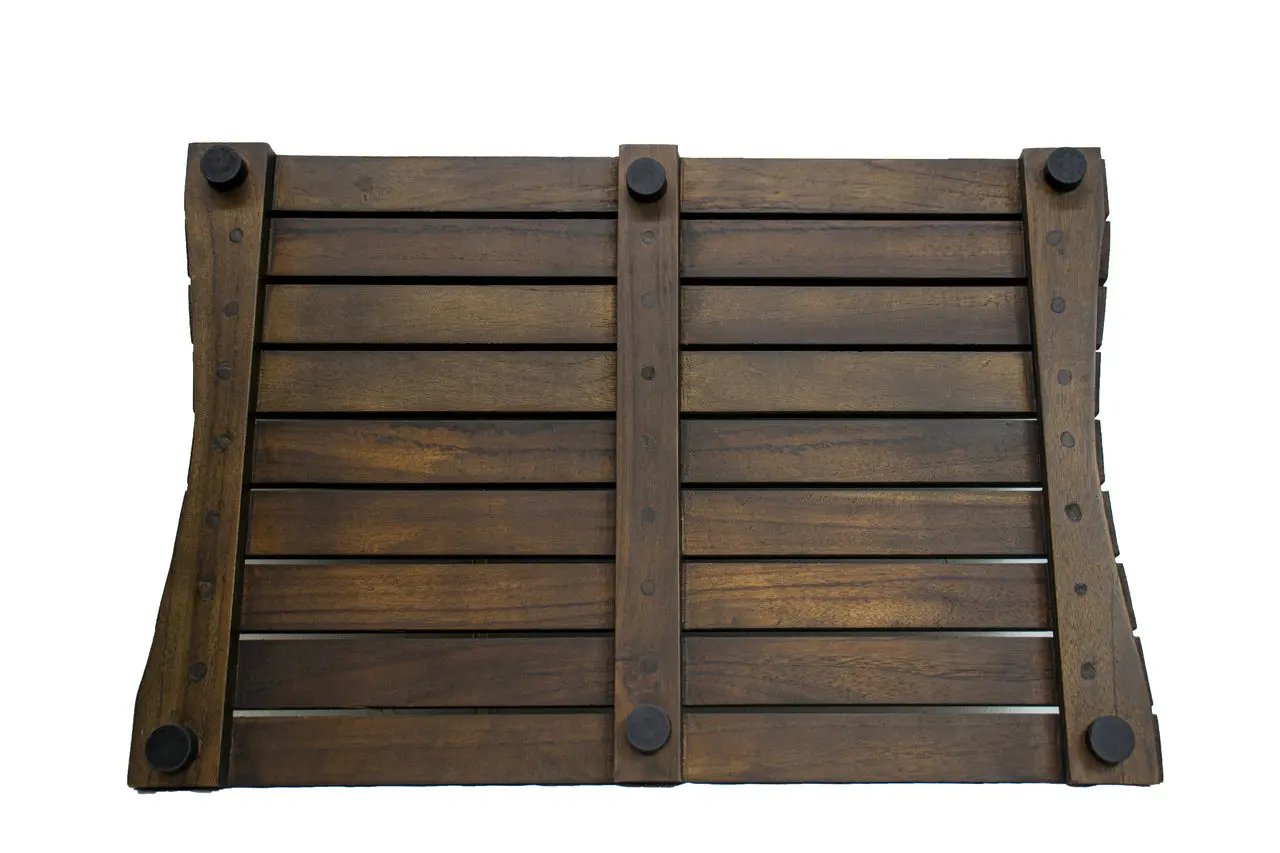 23" Dark Brown Teak Slat Non Slip Bath Mat-3