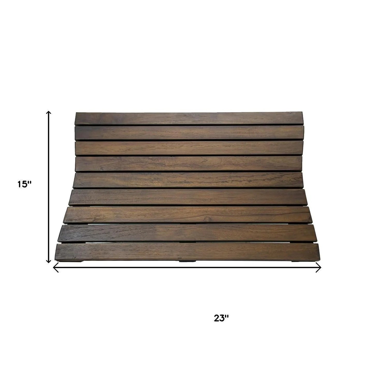 23" Dark Brown Teak Slat Non Slip Bath Mat-7