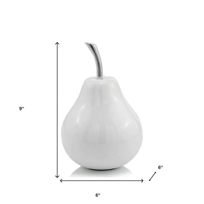 White Medium  Pear Shaped Aluminum Accent Home Decor-6