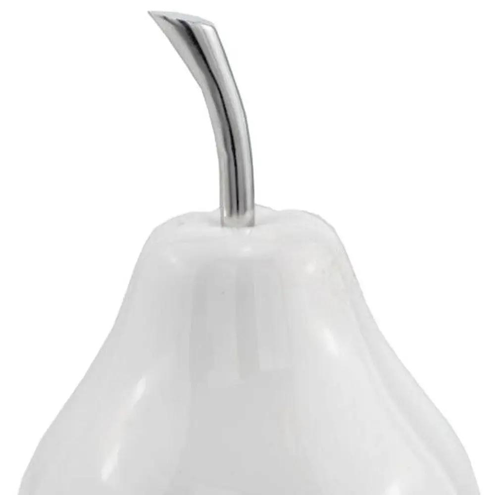White Medium  Pear Shaped Aluminum Accent Home Decor-5