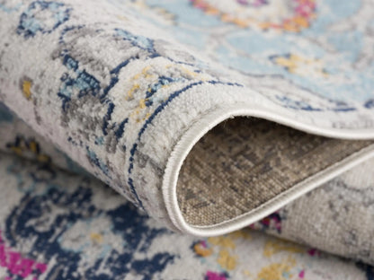 5' X 7' Blue and Ivory Floral Area Rug Homeroots