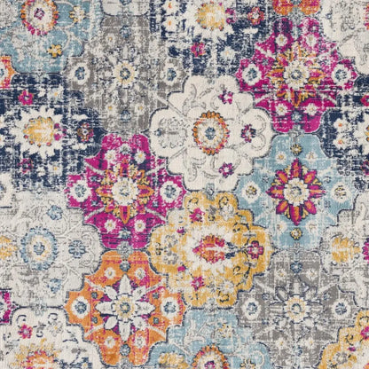 5' X 7' Blue and Ivory Floral Area Rug Homeroots