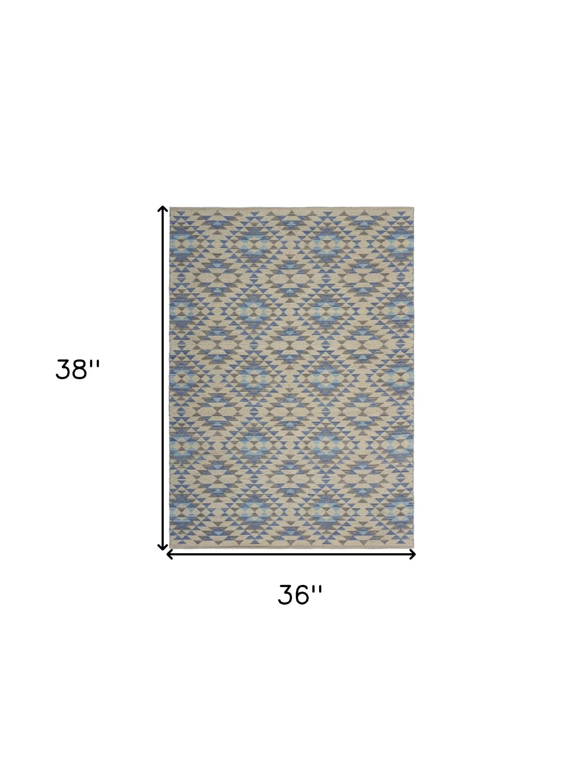 3' x 5' Blue Decorative Lattice Area Rug Homeroots