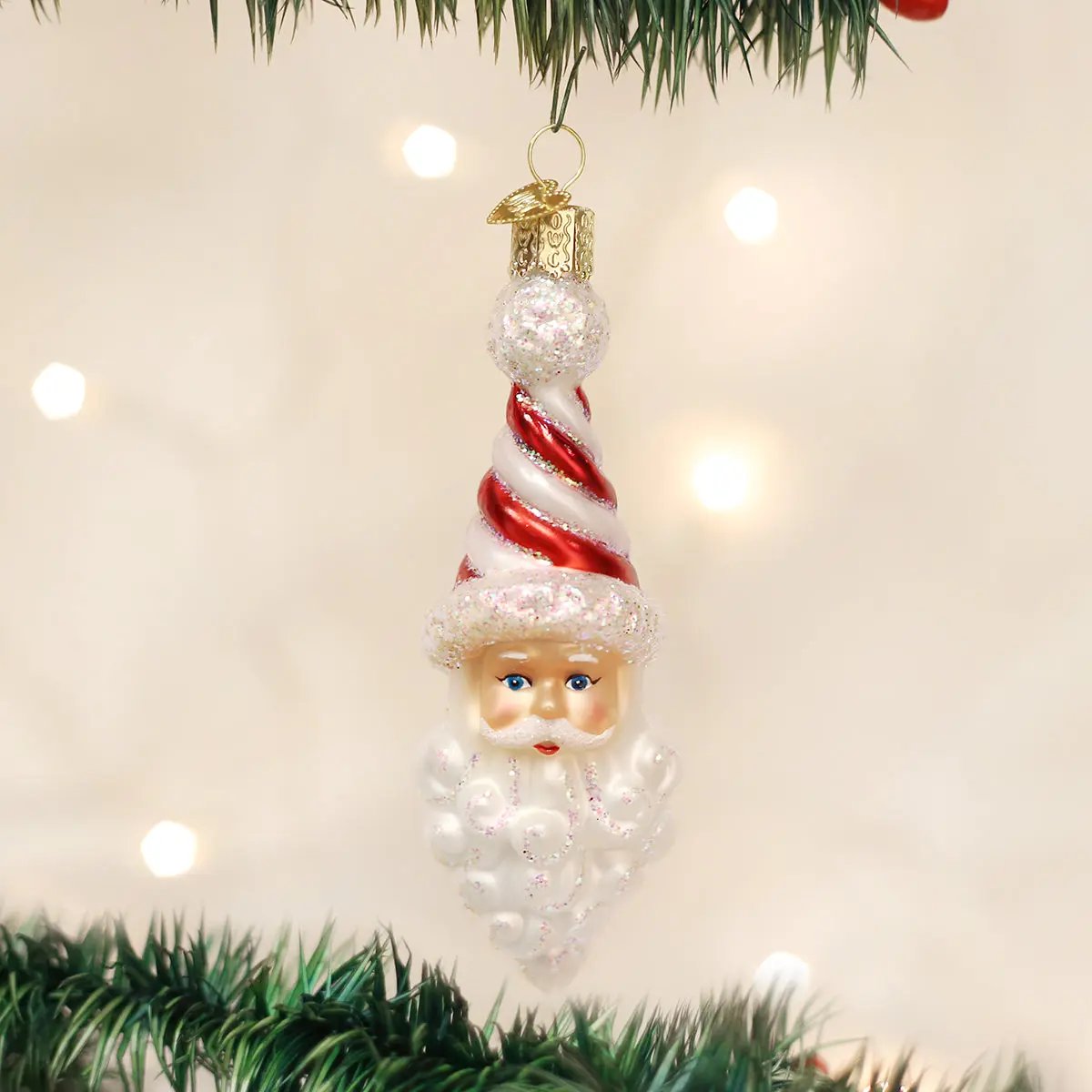 Peppermint Twist Santa Ornament Old World Christmas