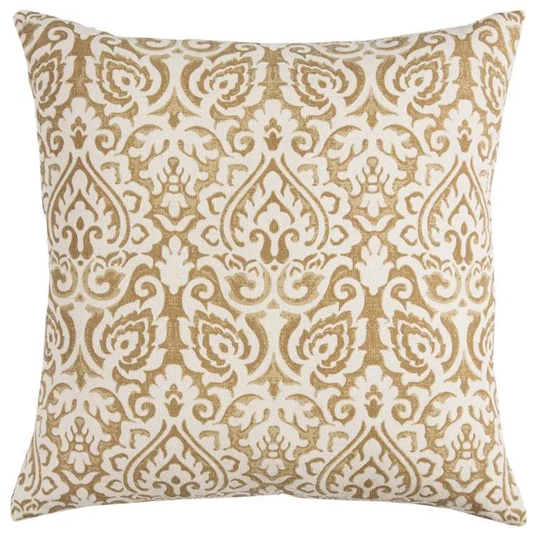 22" Gold And White Cotton Throw Pillow Homeroots