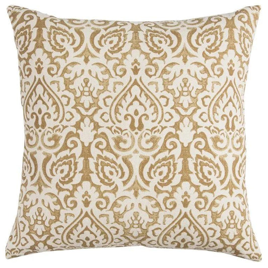 22" Gold And White Cotton Throw Pillow Homeroots