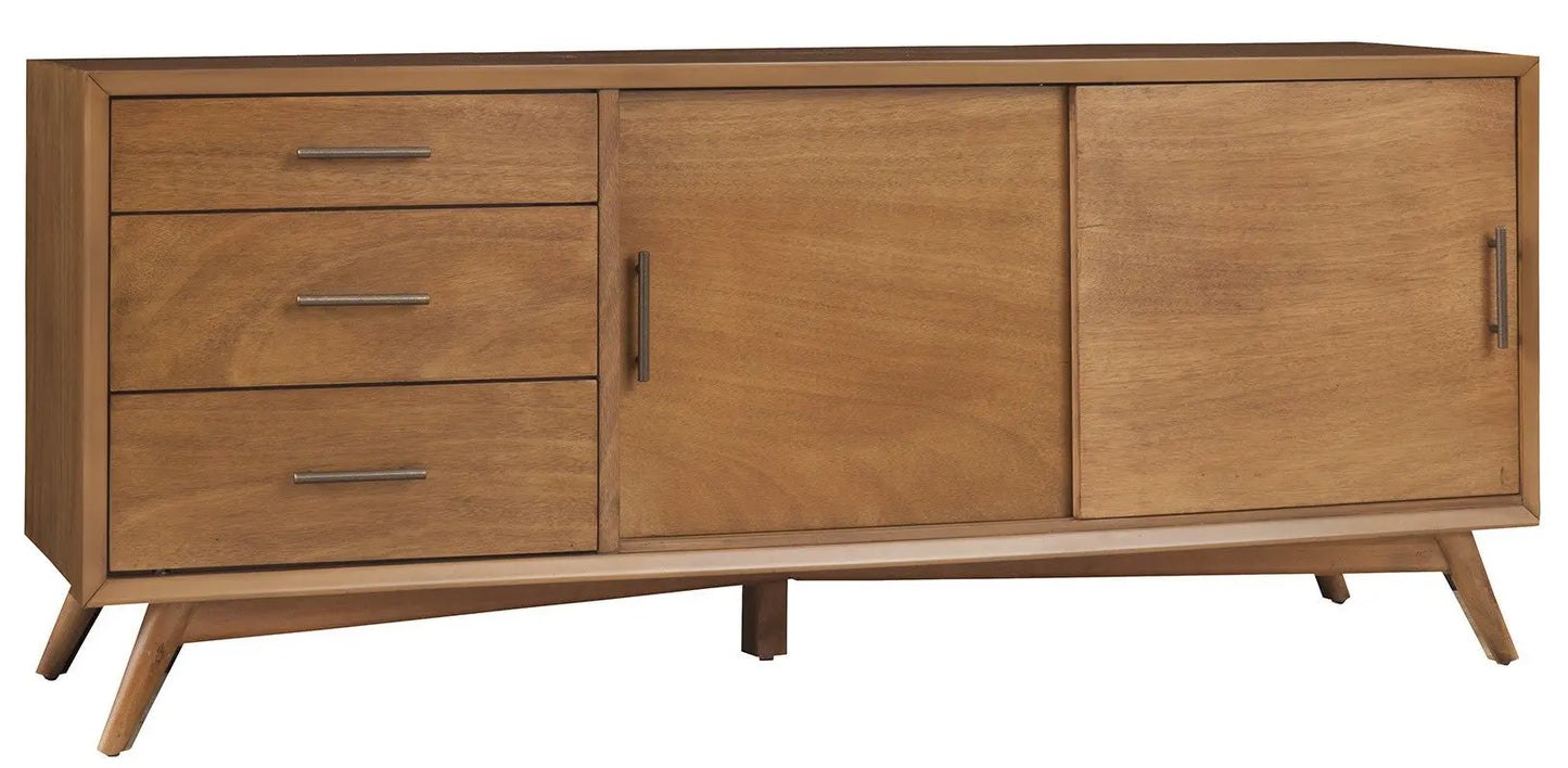 64" Brown TV Stand with Drawers and Sliding Door Homeroots