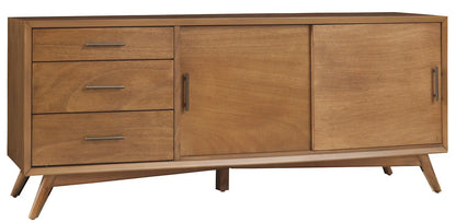 64" Brown TV Stand with Drawers and Sliding Door Homeroots