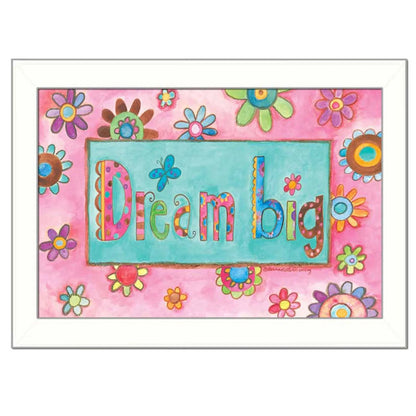 Dream Big Pink Motivational White Framed Print Wall Art Homeroots