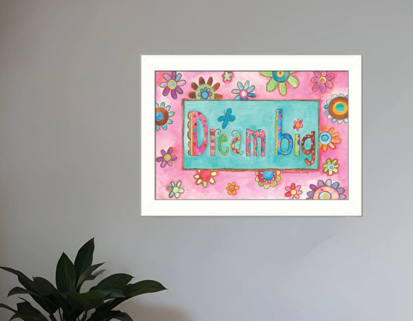 Dream Big Pink Motivational White Framed Print Wall Art Homeroots