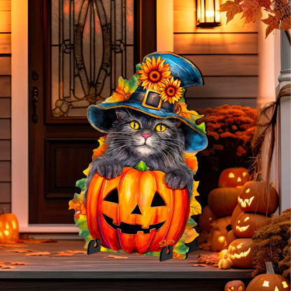 Halloween Black Cat Freestanding Decor - Halloween Outdoor Decor by G. Debrekht - Halloween Decor- 8652794F G. DeBrekht