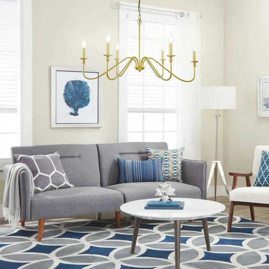 Gold Chandelier, 6-Light Chandelier for Dining Room, Bedroom, Foyer, Living Room, Kitchen Island, Entryway, Office, Bar,Farmhouse Decor ShipItFurniture