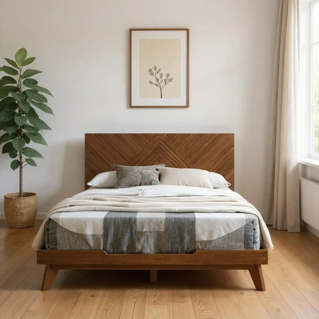 Brown Wood Queen Bed Frame Homeroots