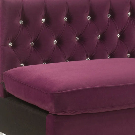 69" Burgundy Velvet Modular Sofa With Silver Legs Homeroots