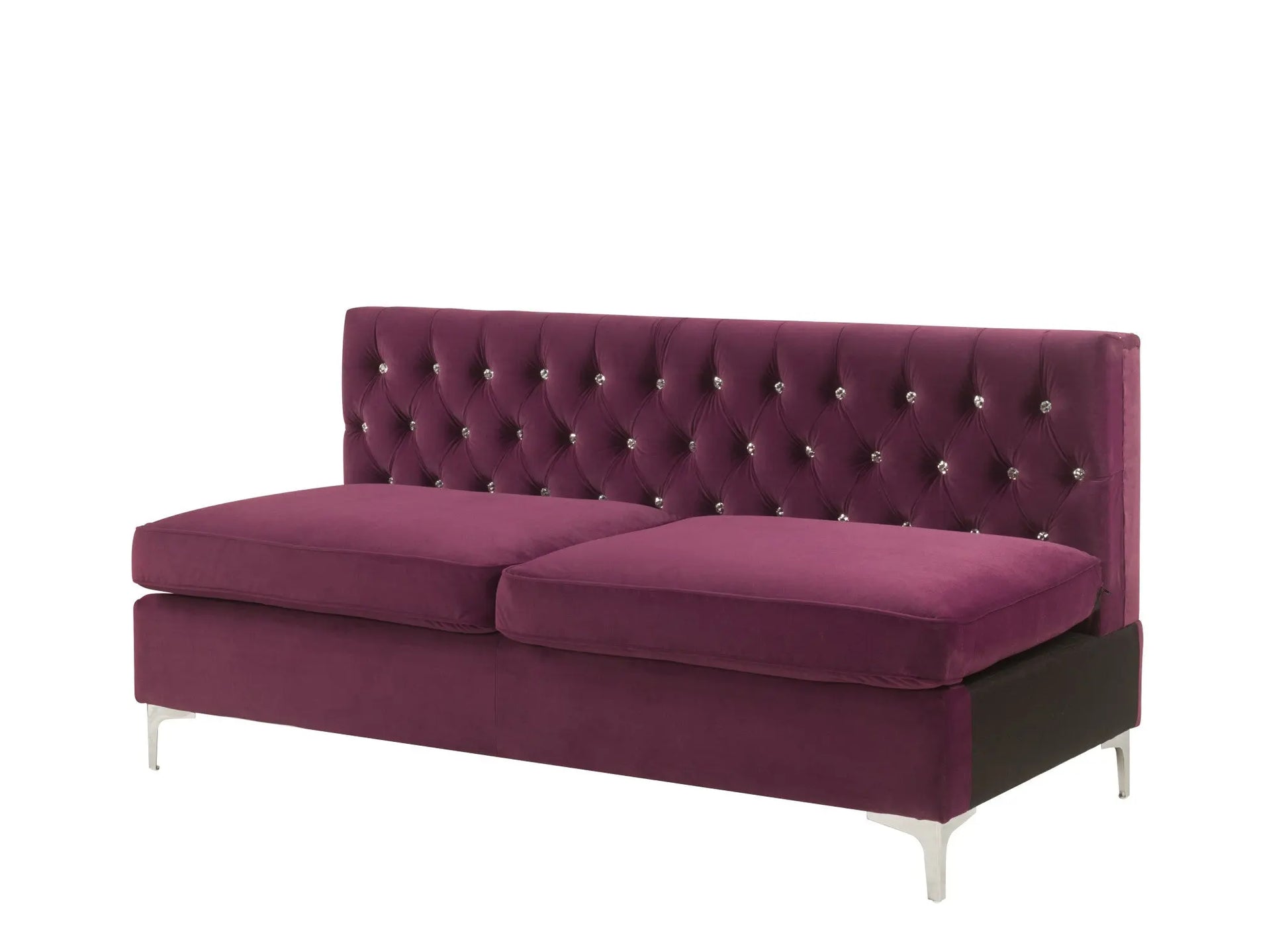 69" Burgundy Velvet Modular Sofa With Silver Legs Homeroots