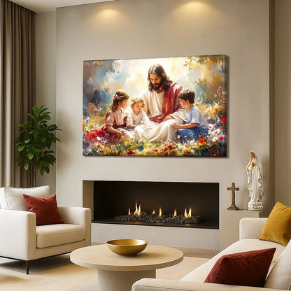Jesus With Children Faith Wall Art II Tailored Canvases