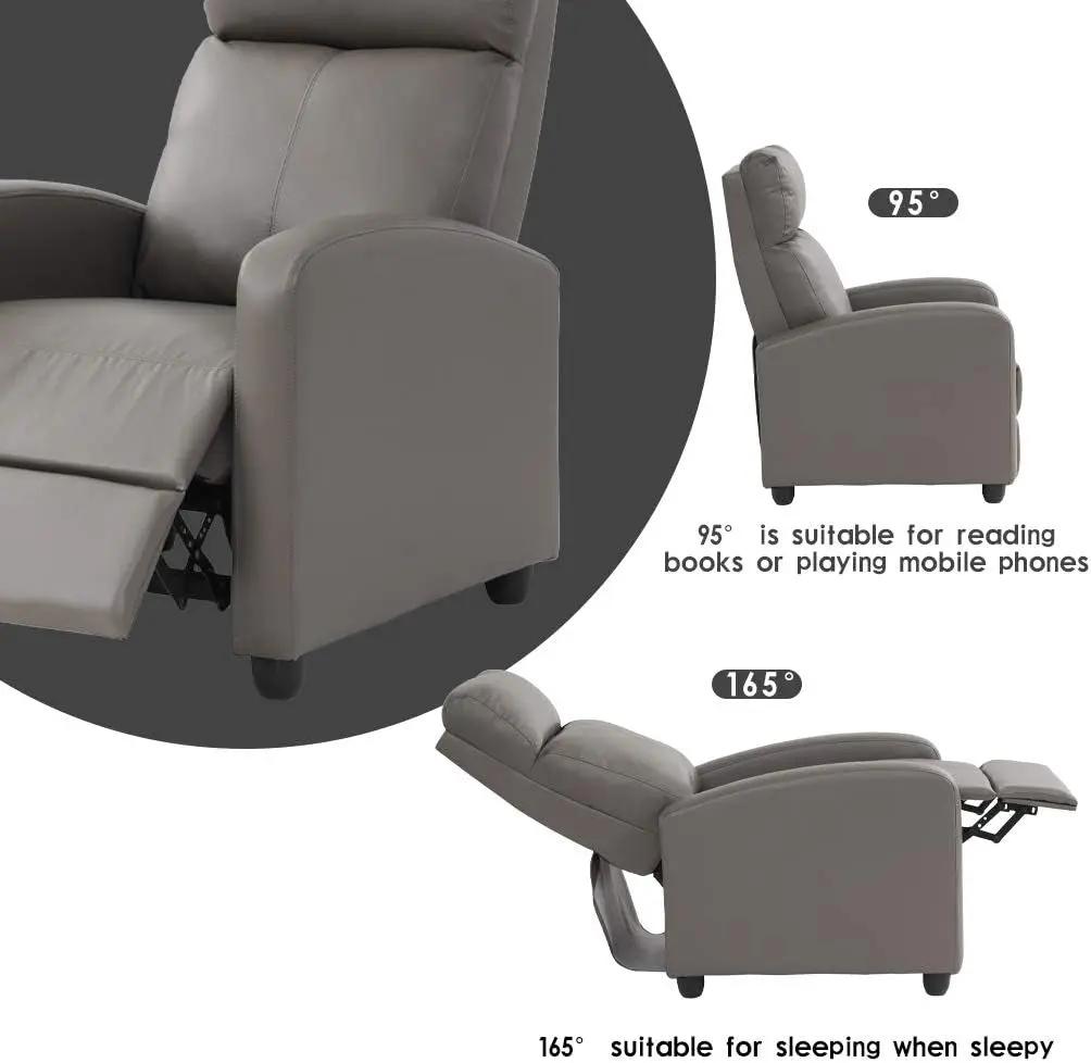 Recliner Chair Single Sofa Winback Chair Home Theater Seating Modern Reclining Chair Easy Lounge with Padded Seat PU Leather Padded Seat Backrest for Living Room Reading Chair Recliner Sofa-2