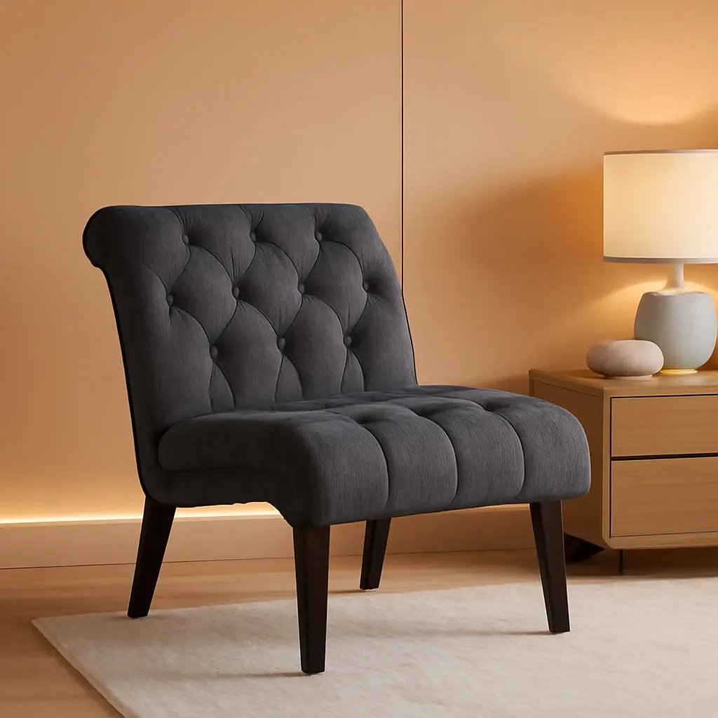 Set of 2 Button Tufted Slipper Chairs ShipItFurniture