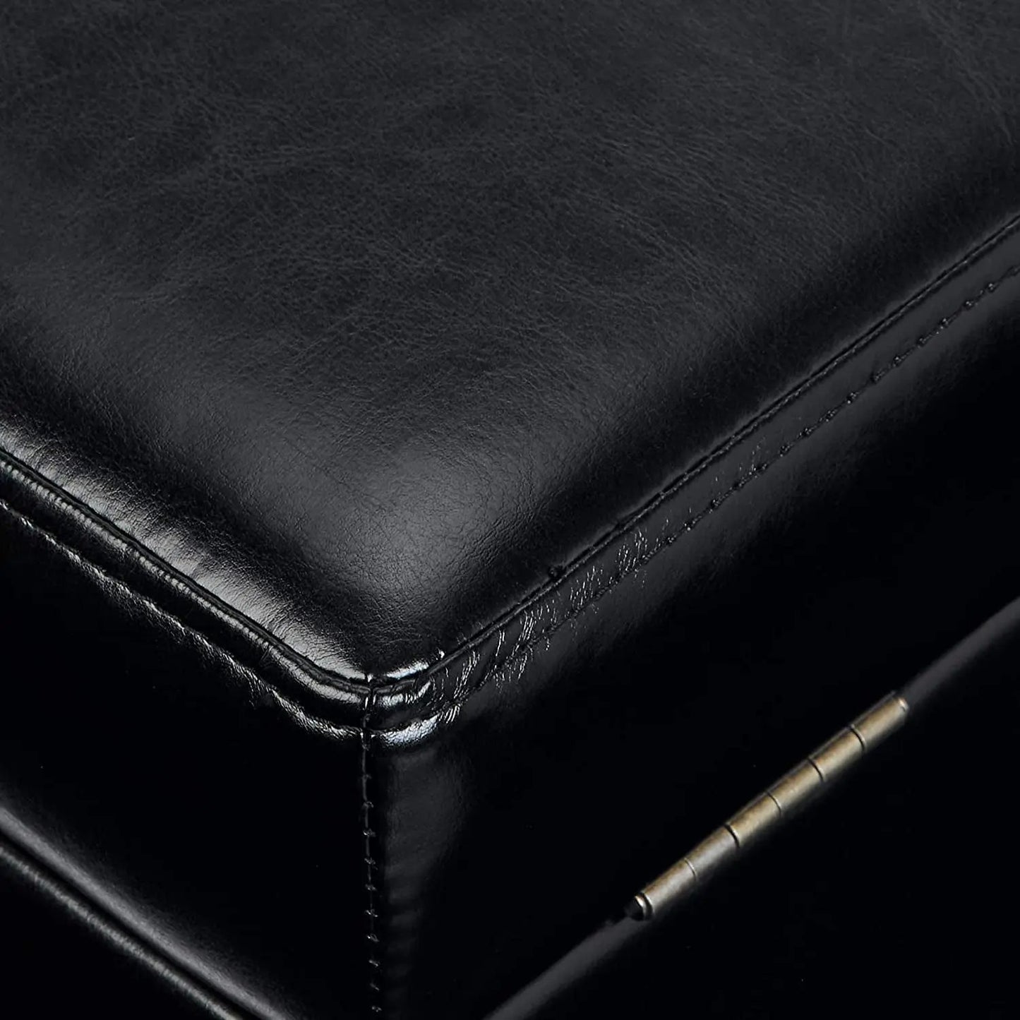 Small Black Ottoman with Hidden Storage-1