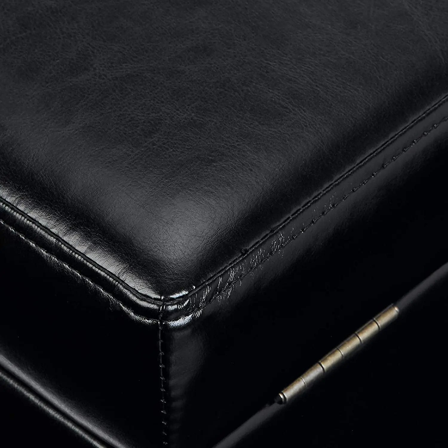 Small Black Ottoman with Hidden Storage-1