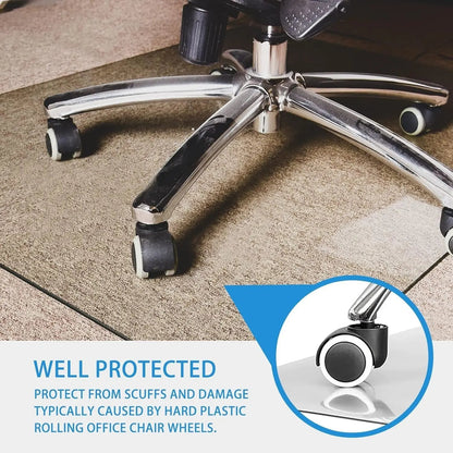 Office Chair Mat for Carpet - 36" X 46" Tempered Glass Floor Mat - for Office Chair on Carpet - 1/5" Thick Clear Computer Floor Mat with 4 Anti-Slip Pads-2