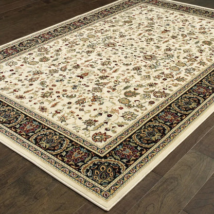 4' X 6' Ivory And Black Oriental Power Loom Stain Resistant Area Rug-4