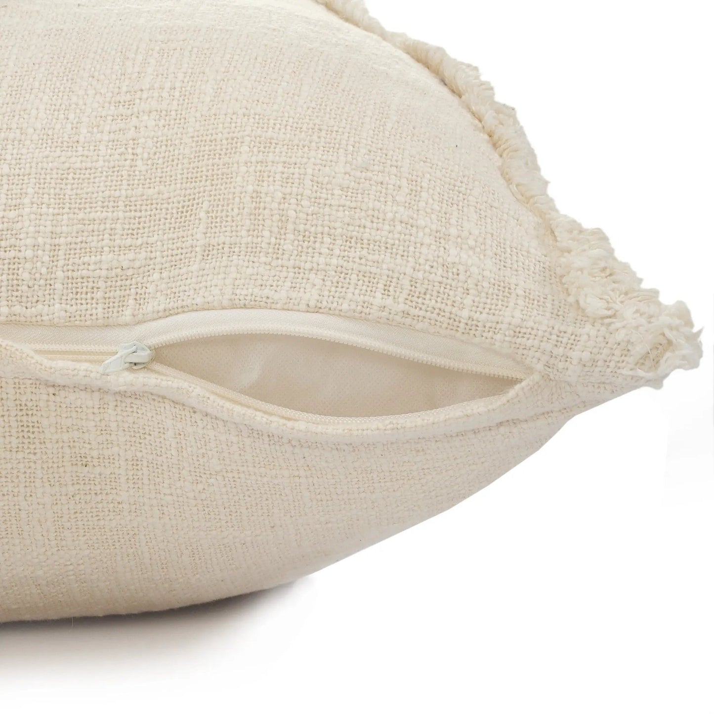 26" X 26" Ivory 100% Cotton Zippered Pillow Homeroots