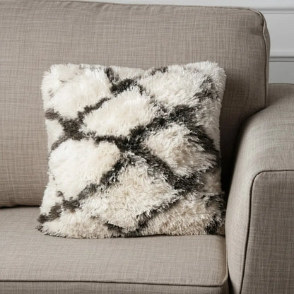 20" Black And White Fabric Geometric Throw Pillow Homeroots