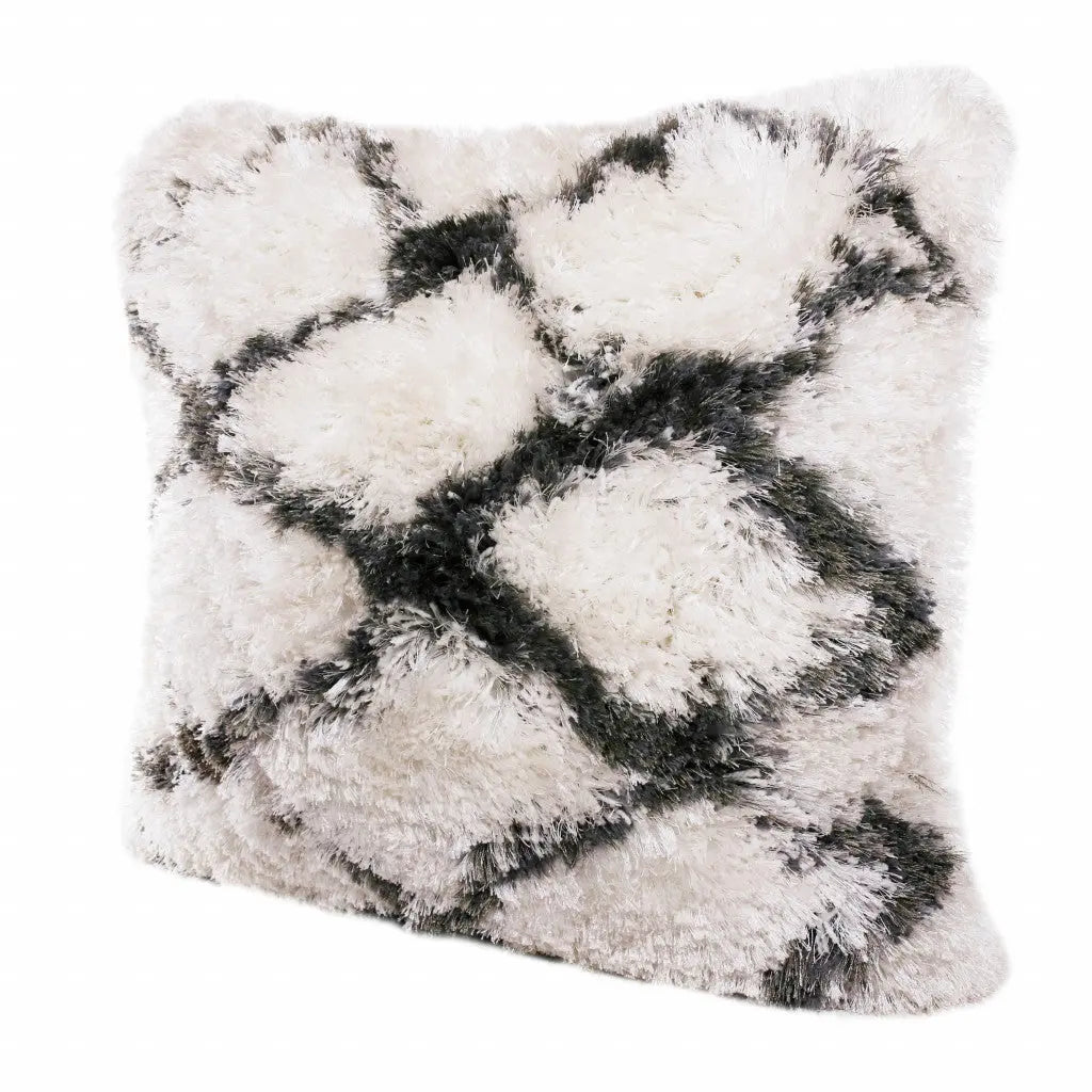 20" Black And White Fabric Geometric Throw Pillow Homeroots