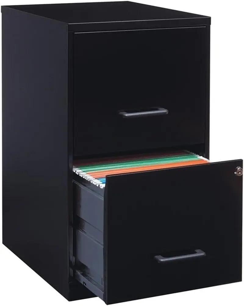 Metal 2 Drawer Letter File Cabinet in Black-4
