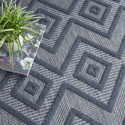 7' X 10' Navy Blue Indoor Outdoor Area Rug Homeroots