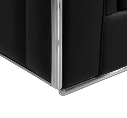 73" Black And Silver Metallic Top Grain Leather Loveseat Homeroots