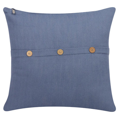 20" Blue Cotton Throw Pillow With Buttons Homeroots