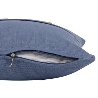 20" Blue Cotton Throw Pillow With Buttons Homeroots