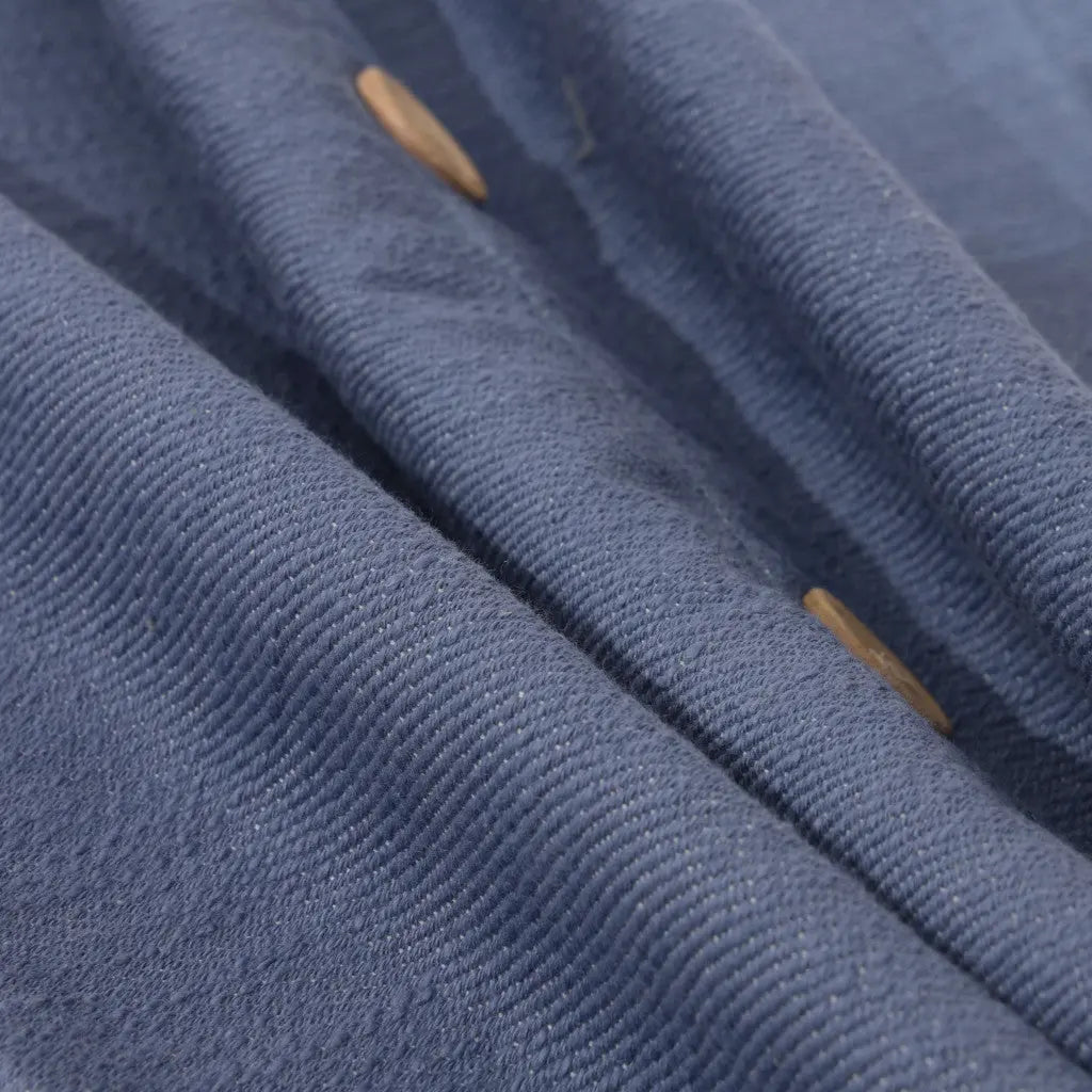 20" Blue Cotton Throw Pillow With Buttons Homeroots