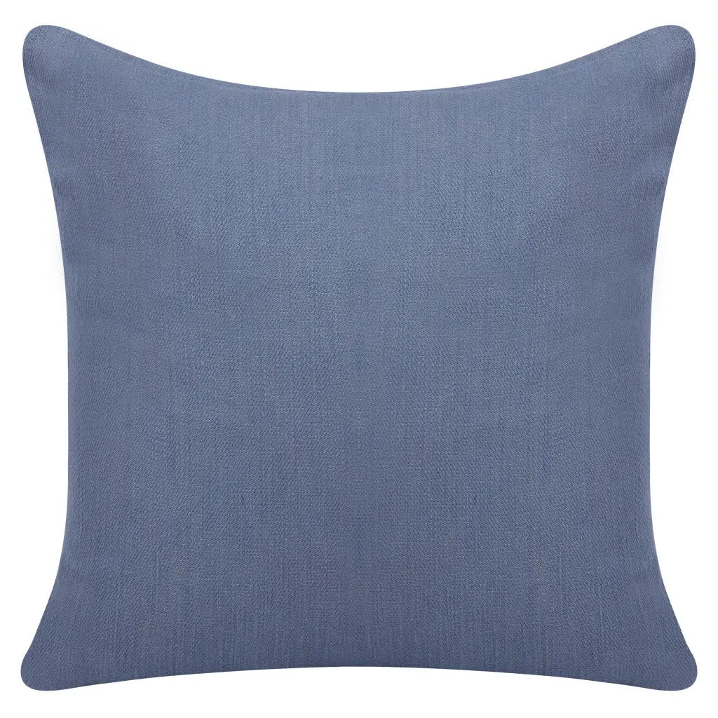 20" Blue Cotton Throw Pillow With Buttons Homeroots