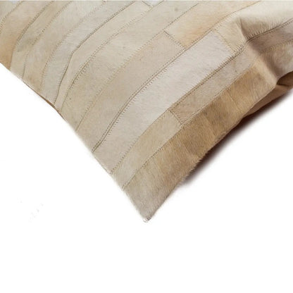 12" X 20" Natural Patchwork Cowhide Lumbar Throw Pillow Homeroots