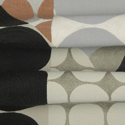 20" Beige and Black Geometric Cotton Throw Pillow With Embroidery Homeroots