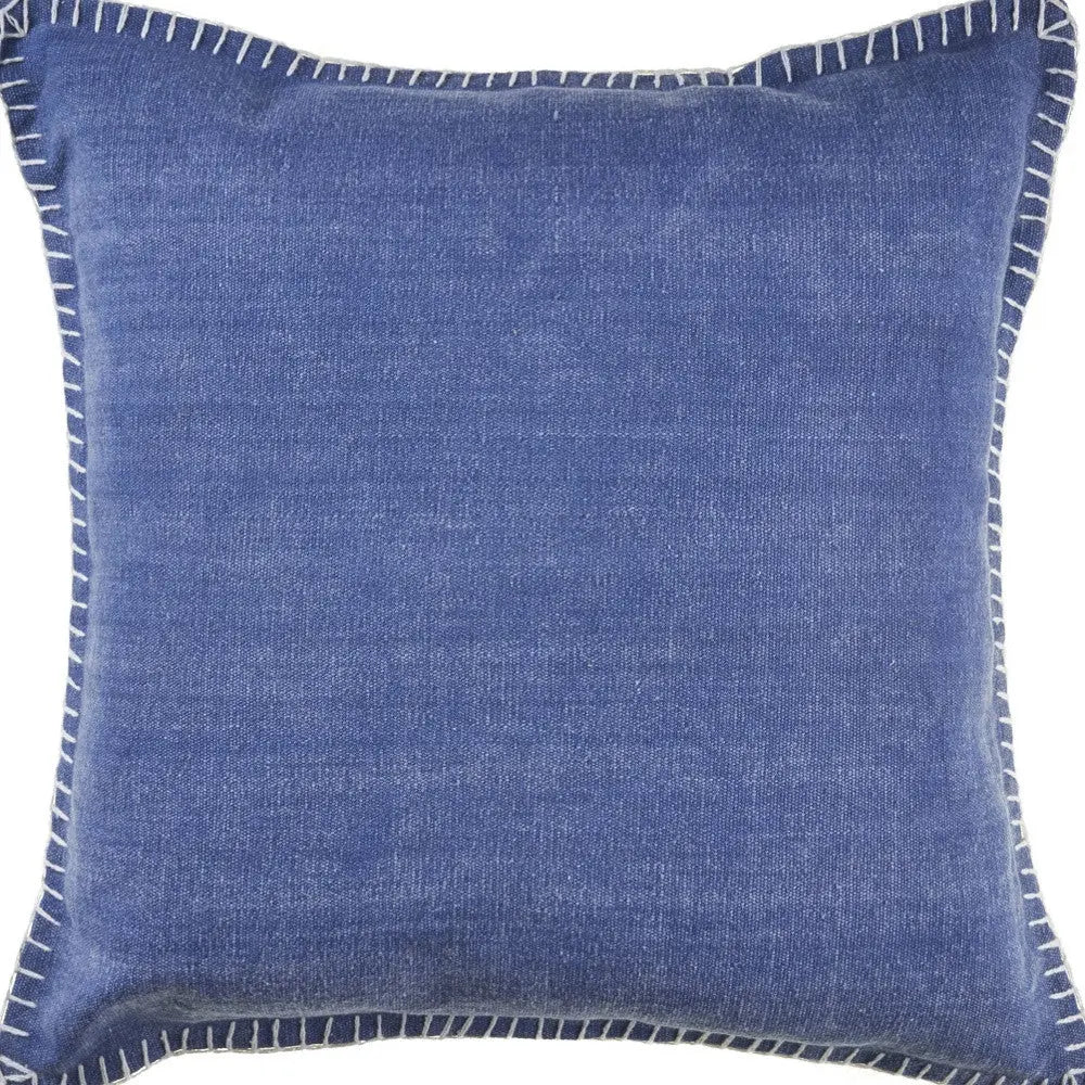 Set of Two Blue Cotton Throw Pillow Homeroots