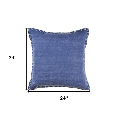 Set of Two Blue Cotton Throw Pillow Homeroots
