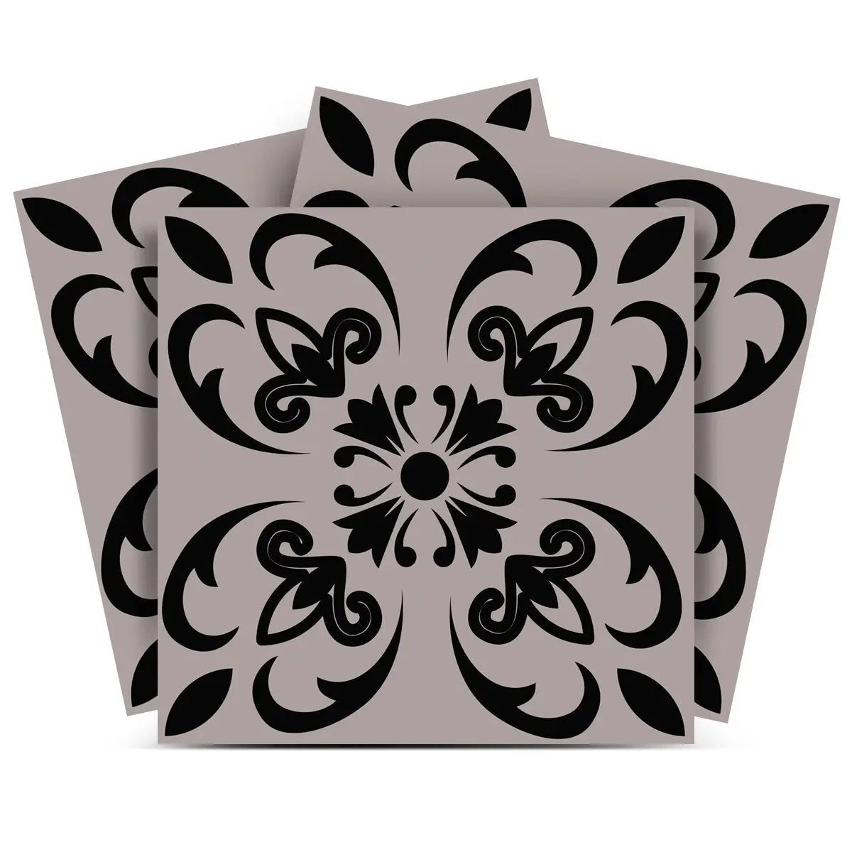 12" X 12" Black and White Orchid Peel and Stick Removable Tiles-1