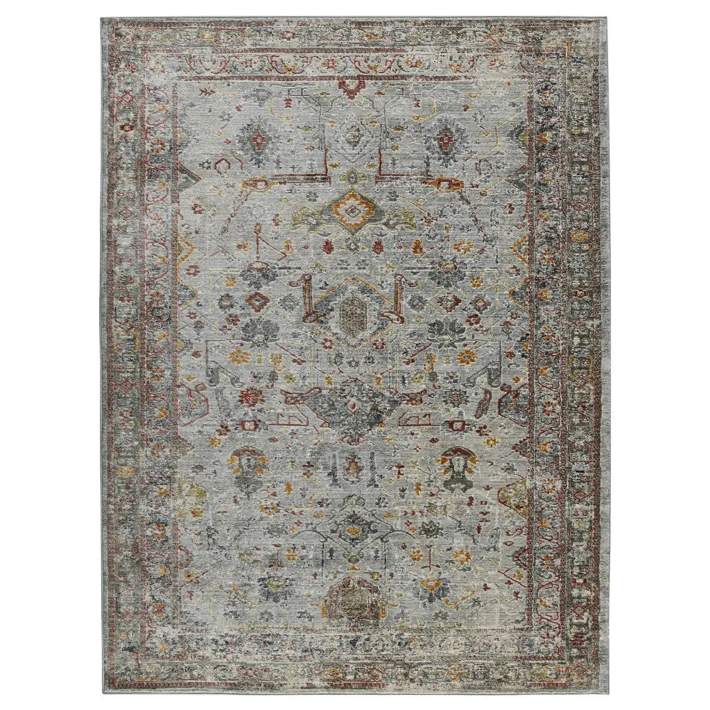 3' X 5' Gray Rust And Brown Medallion Area Rug Homeroots